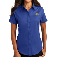 Ladies Short Sleeve Easy Care Shirt, Monogram/Yellow